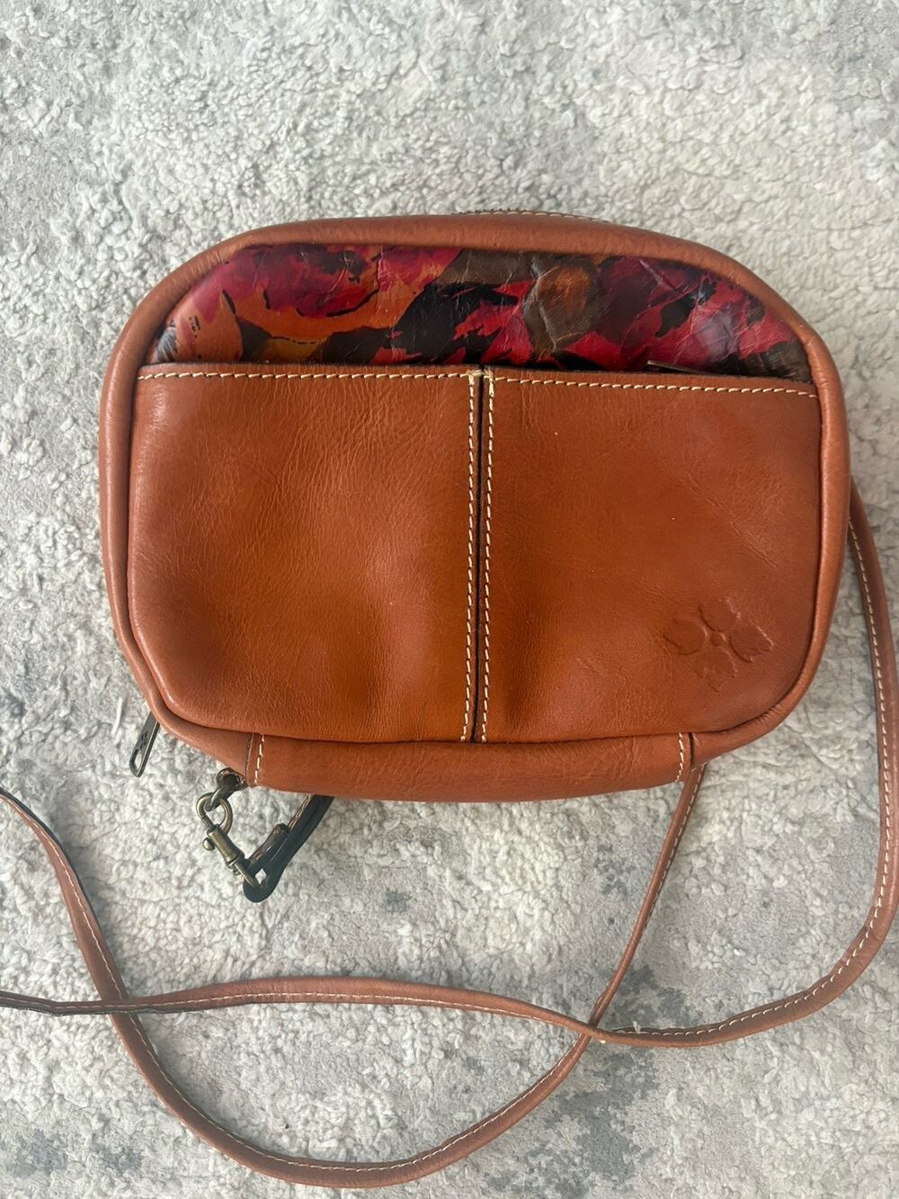Patricia Nash | Cognac Floral Leather Crossbody Purse With Wallet